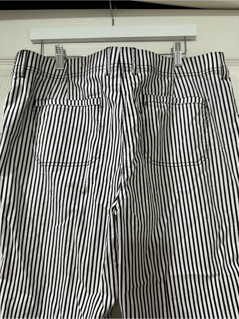 Chico’s Black & White Vertical Stripe Pants - Picture 3 of 6